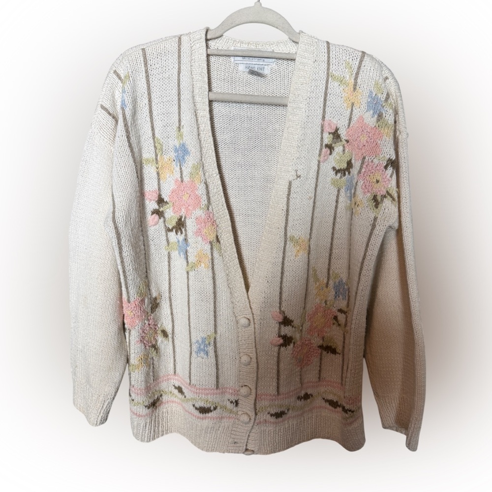 Vintage Studio Michelle Stuart Cottagecore Grandma Floral Cardigan Sweater M
